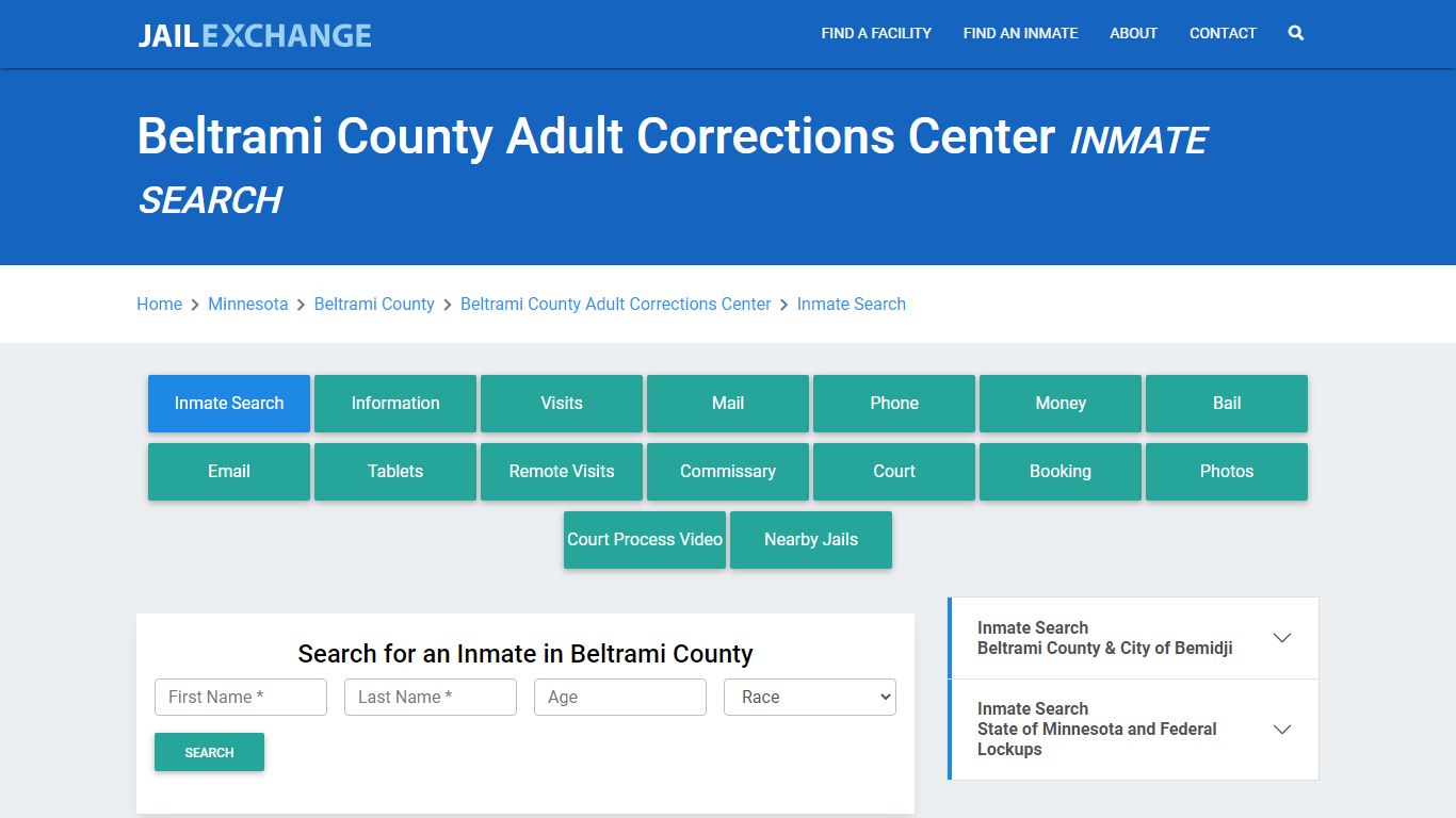 Beltrami County Adult Corrections Center Inmate Search - Jail Exchange